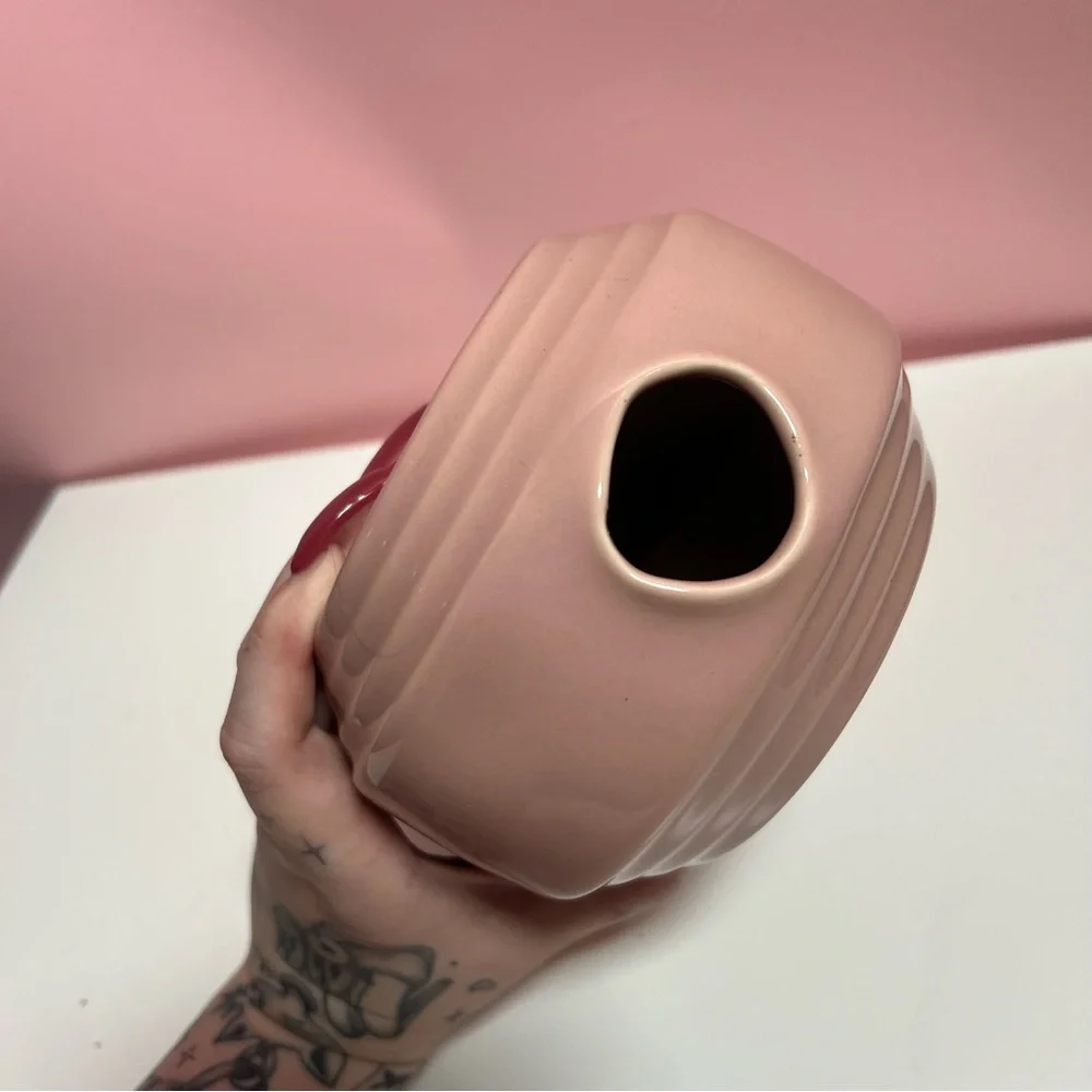 Vintage retro 80s art deco pink funky vase - Picture 5 of 6